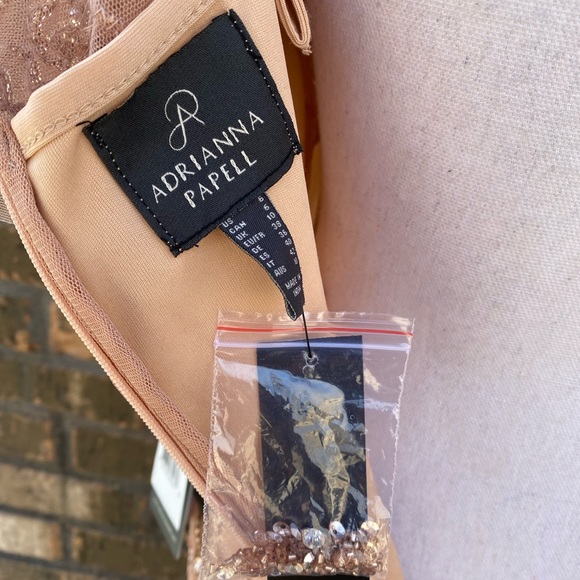 ADRIANNA PAPELL Womens Rose Gold Short Sleeve Knee Length Formal Sheath Dress 4 - Picture 7 of 8